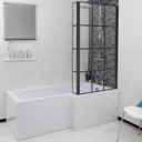 Ceramica L Bath Bundle 1600mm Right Hand - Including Black Grid Shower Screen and Front Bath Panel