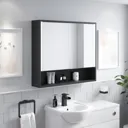 Artis Svelto LED Black Aluminium Mirror Cabinet with Demister Pad and Shaver Socket 700x800mm -Mains