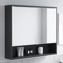 Artis Svelto LED Black Aluminium Mirror Cabinet with Demister Pad and Shaver Socket 700x800mm -Mains