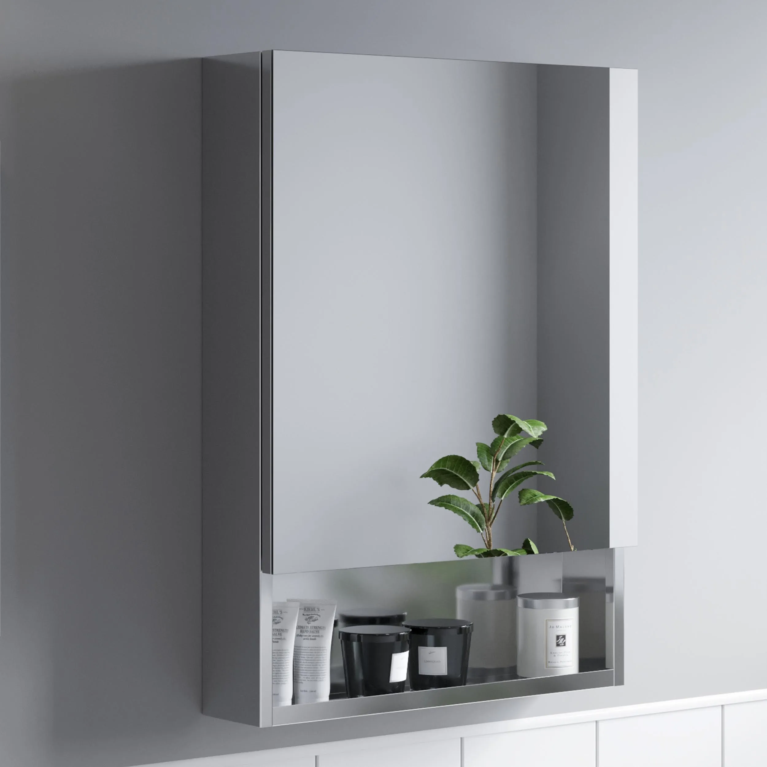 Artis Stahl Single Door Stainless Steel Mirror Cabinet with Shelf 500 x 700mm