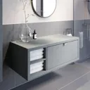 Vitusso Concrete Wall Hung Vanity Unit with Shelf - 1100mm Width LH