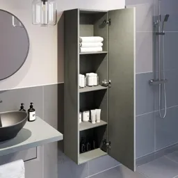 Vitusso Concrete Wall Hung Tall Bathroom Cabinet - 1380 x 350mm