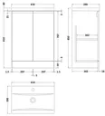 Vasari Silk Grey Floor Standing Door Vanity Unit & Mid Edge Basin - 600mm Width