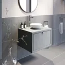 Vitusso Concrete Wall Hung Vanity Unit & Morlaix Gloss White Countertop Basin - 600mm
