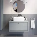 Vitusso Concrete Wall Hung Vanity Unit & Croix Gloss White Countertop Basin - 800mm