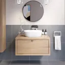 Vitusso Wood Wall Hung Vanity Unit & St Tropez Gloss White Countertop Basin - 800mm
