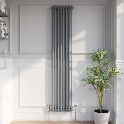 Park Lane Traditional Vertical Colosseum Double Bar Column Radiator Anthracite - 1800 x 380mm