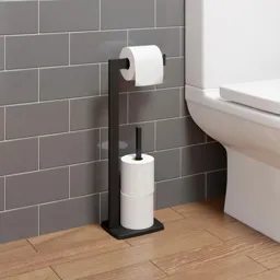 Architeckt Square Black Freestanding Toilet Roll Holder