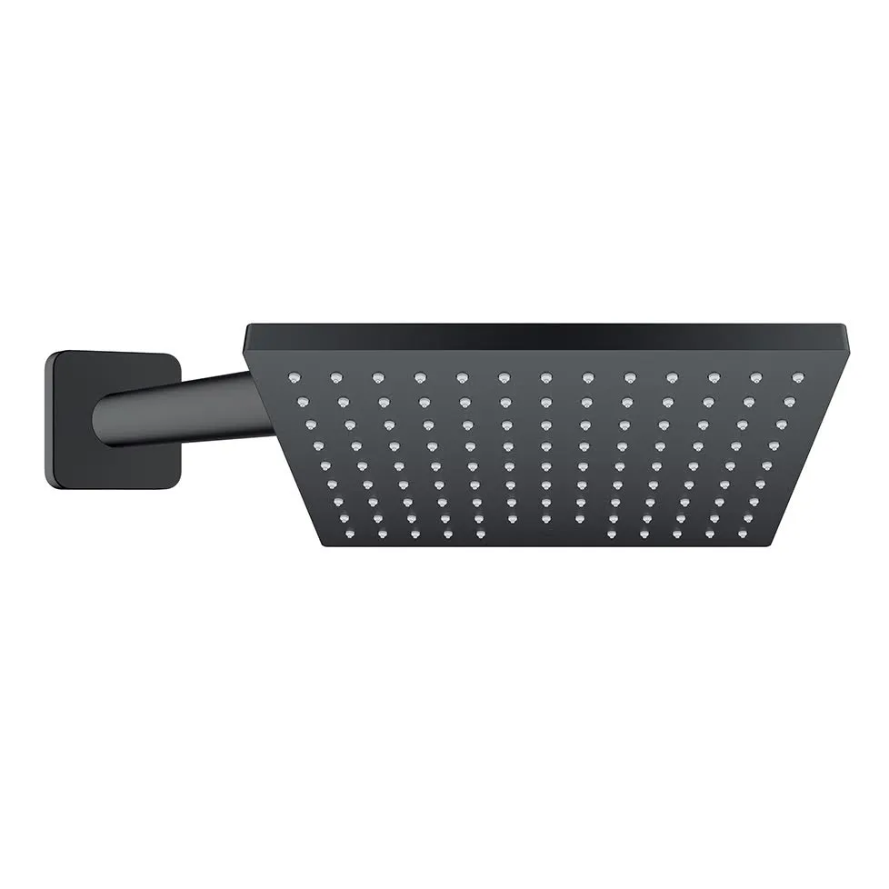 hansgrohe Vernis Shape EcoSmart Wall Square Drencher Shower Head 230mm - Black 240mm Arm