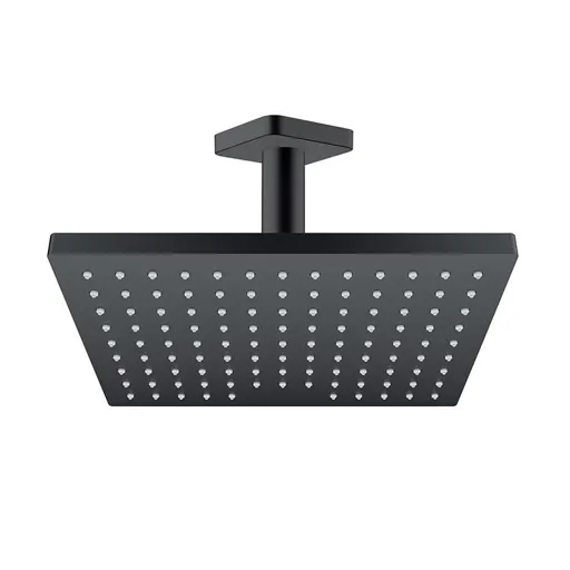 hansgrohe Vernis Shape Ceiling Square Drencher Shower Head 230mm - Black 100mm Arm