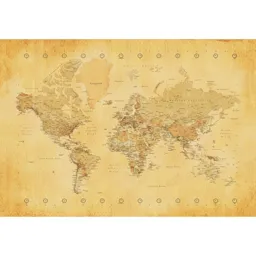 World map Neutral Canvas art (H)600mm (W)800mm