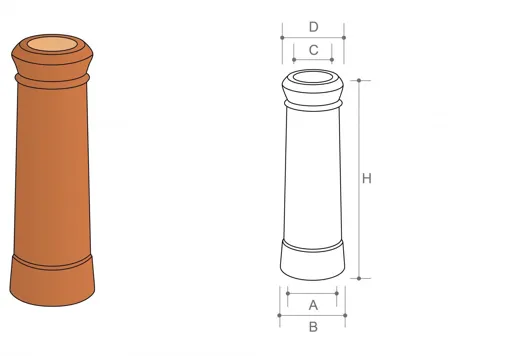 Chimney Pot Cannon Head No.4 450mm Red
