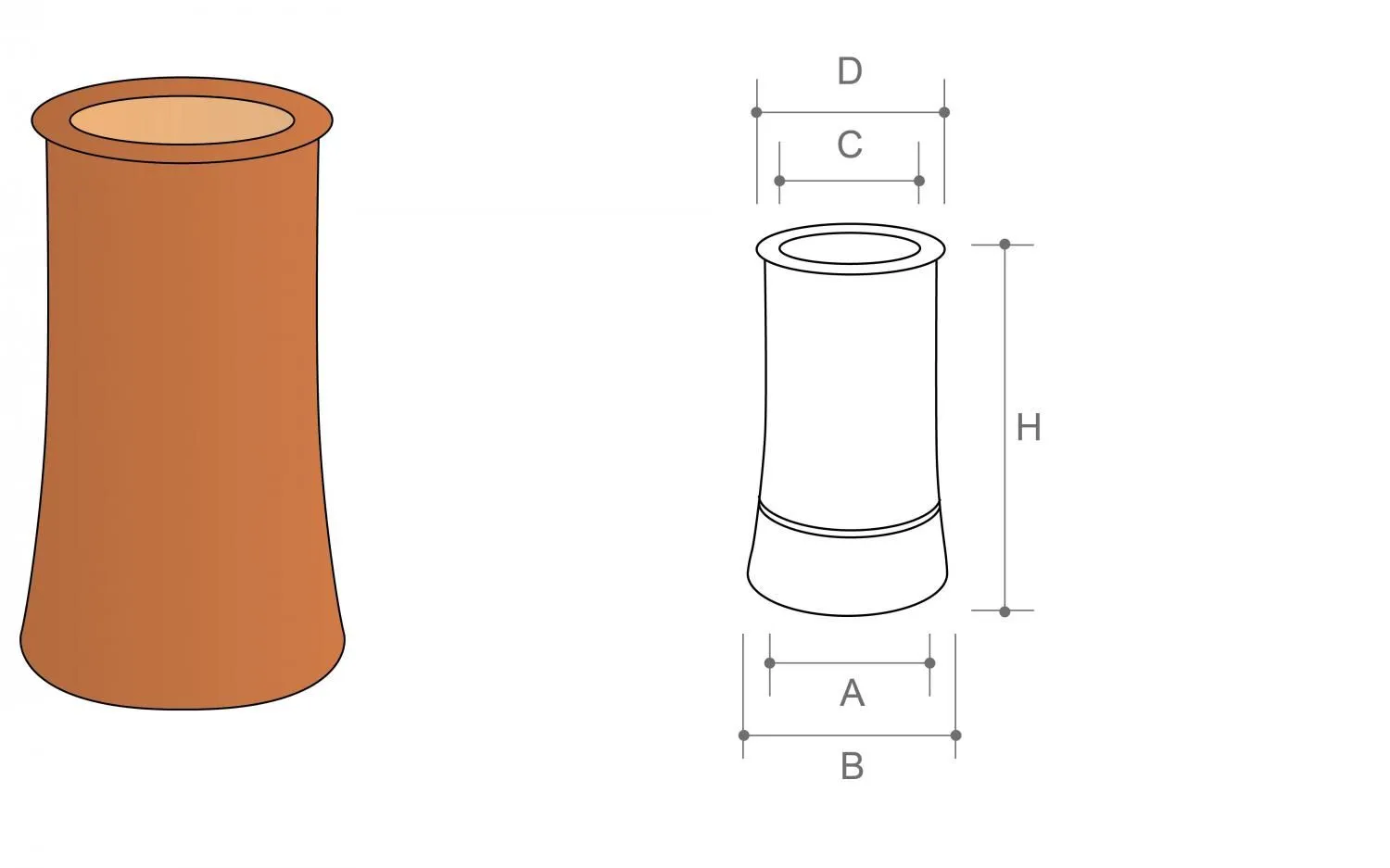 Chimney Pot Roll Top No.1 300mm Red
