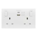 LAP White Double 13A Switched Socket with USB x2 & White inserts