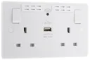 LAP White 13A Raised slim Switched Double WiFi extender socket with USB
