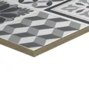 Konkrete Rectangular Black & white Matt Patterned Ceramic Wall Tile Sample