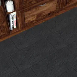 Chambly Black Matt Plain Stone effect Porcelain Wall & floor Tile Sample