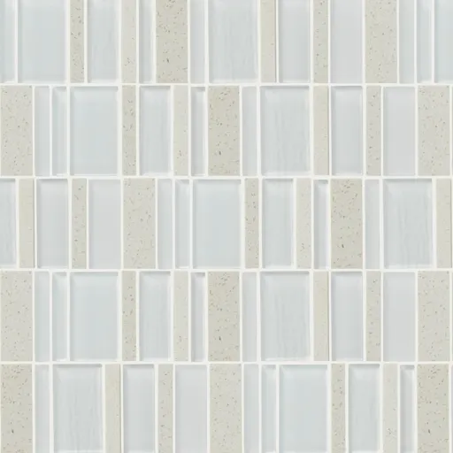 Konbo White Glass & natural stone Border tile, (L)334mm (W)73mm