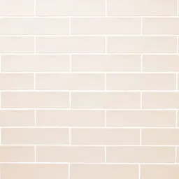 Vernisse Rectangular Off white Gloss Plain Ceramic Wall Tile Sample