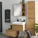 GoodHome Avela Matt Wood Non illuminated Wall-mounted With 1 mirror door Bathroom Cabinet (W)500mm (H)700mm