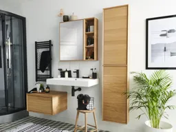 GoodHome Avela Matt Oak effect Wall Cabinet (W)200mm (H)700mm