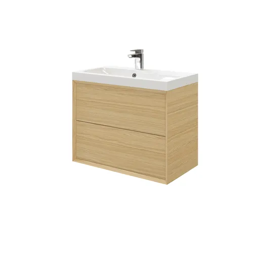 GoodHome Avela Matt Oak effect Basin Cabinet (W)800mm (H)600mm