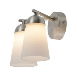 Dudhon Satin Chrome effect Double Bathroom Wired Wall light
