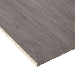 Grey Oak effect Square edge Furniture panel, (L)2.5m (W)500mm (T)18mm