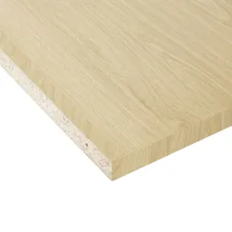 Oak effect Square edge Furniture panel, (L)2.5m (W)200mm (T)18mm