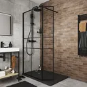 GoodHome Ahti Matt Black Fixed & pivot Walk-in Shower panel (H)1950mm (W)1190mm (T)22mm