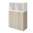 GoodHome Atomia White Door, White Oak effect Office & living storage (H)850mm (W)750mm (D)370mm