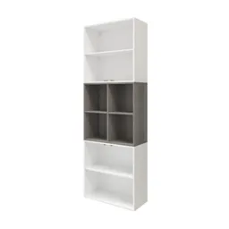 GoodHome Atomia Grey & white Oak effect Office & living storage (H)2250mm (W)750mm (D)370mm