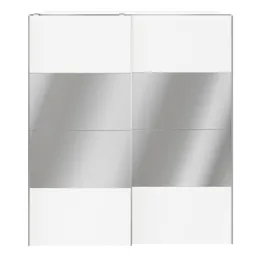 GoodHome Atomia Freestanding Mirrored Matt White 2 door Large Double Sliding door wardrobe (H)2250mm (W)2000mm (D)635mm