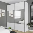 GoodHome Atomia Freestanding Mirrored High gloss White 2 door Large Double Sliding door wardrobe (H)2250mm (W)2000mm (D)635mm