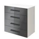 Atomia Freestanding Gloss anthracite & white Chipboard 4 Drawer Single Chest of drawers, Pack of 1 (H)750mm (W)750mm (D)390mm