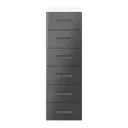 Atomia Freestanding Gloss anthracite & white Chipboard 6 Drawer Tall Chest of drawers, Pack of 1 (H)1125mm (W)375mm (D)390mm
