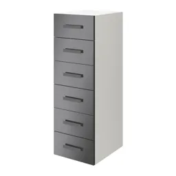 Atomia Freestanding Gloss anthracite & white Chipboard 6 Drawer Tall Chest of drawers, Pack of 1 (H)1125mm (W)375mm (D)390mm