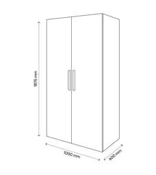 GoodHome Atomia Freestanding High gloss White 2 door Medium Wardrobe (H)1875mm (W)1000mm (D)600mm