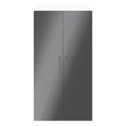 GoodHome Atomia Freestanding Gloss anthracite & white 2 door Double Wardrobe (H)1875mm (W)1000mm (D)580mm