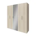 GoodHome Atomia Freestanding Mirrored door Matt oak effect 5 door Large Double Wardrobe (H)2250mm (W)750mm (D)580mm