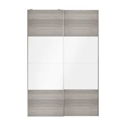 Atomia Grey & white oak effect High gloss 2 door Sliding Wardrobe Door kit (H)2250mm (W)1500mm