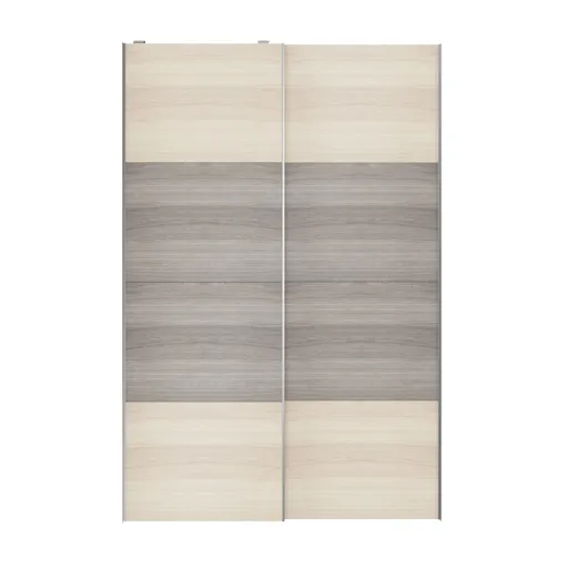 Atomia Grey & natural grey oak effect 2 door Sliding Wardrobe Door kit (H)2250mm (W)1500mm