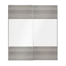 Atomia Grey & white oak effect High gloss 2 door Sliding Wardrobe Door kit (H)2250mm (W)2000mm