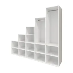 GoodHome Atomia Freestanding White Grey oak effect Bedroom storage unit (H)2250mm (W)500mm (D)580mm