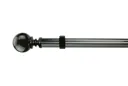 GoodHome Kilmos Gloss Black Nickel effect Extendable Ball Curtain pole Set, (L)1200mm-2100mm (Dia)28mm