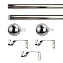 GoodHome Olympe Chrome effect Extendable Ball Curtain pole Set, (L)1200mm-2100mm (Dia)19mm