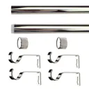 GoodHome Olympe Chrome effect Extendable Cap Curtain pole Set, (L)2000mm-3300mm (Dia)19mm