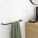 GoodHome Elland Black Powder-coated Wall-mounted Towel rail (W)400mm