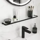 GoodHome Elland Black Matt Steel & tempered glass Wall-mounted Shelf, (L)600mm (D)120mm (H) 20mm
