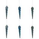 Assorted Moroccan blue Icicle Bauble, Pack of 6